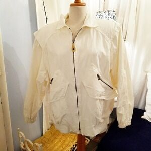 Vintage London Fog Jacket • White w/ Pockets • Size Large